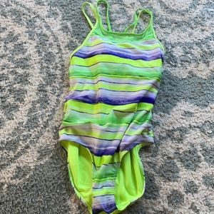 Neon green and other colors one piece.